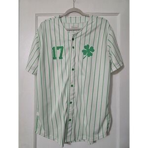 Spencer's St. Patrick's Day #17 Wasted Button Up Baseball 4 Leaf Clover Jersey